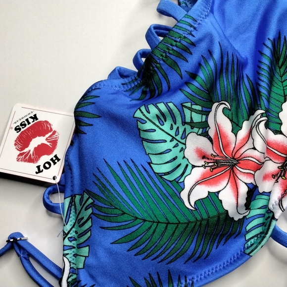 One Piece Womens Swimsuit Hawaiian Print Blue Size S - Picture 6 of 8